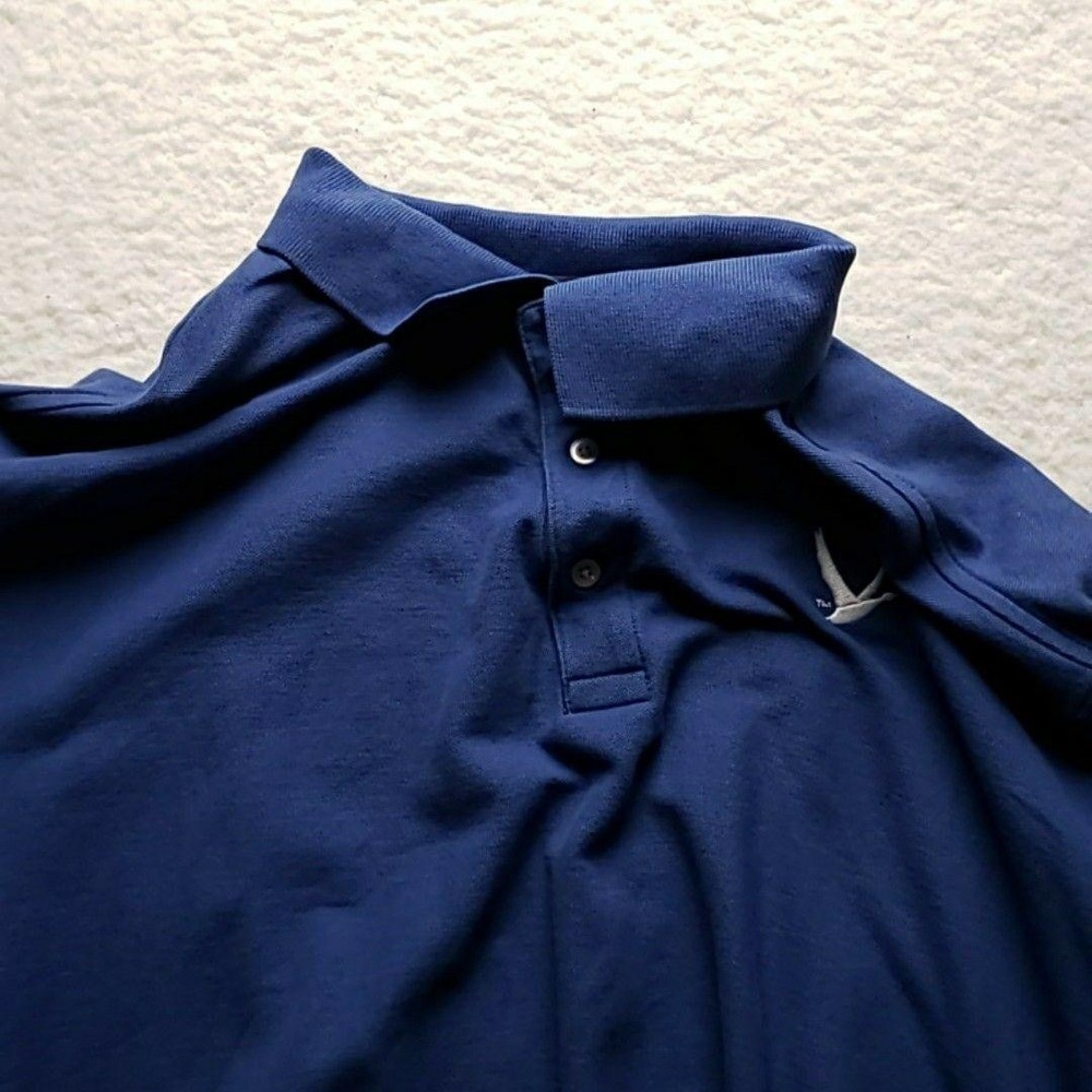 Devon & Jones Polo Shirt Mens XL Blue Solid Short Sleeve Pima Cotton Knit Top